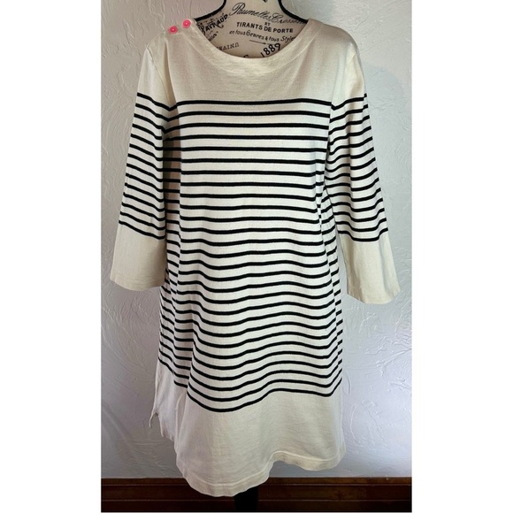 Anthropologie Allihop Belmont Dress Stripe Casual Shift 3/4 Sleeve Short, Large - Picture 3 of 11